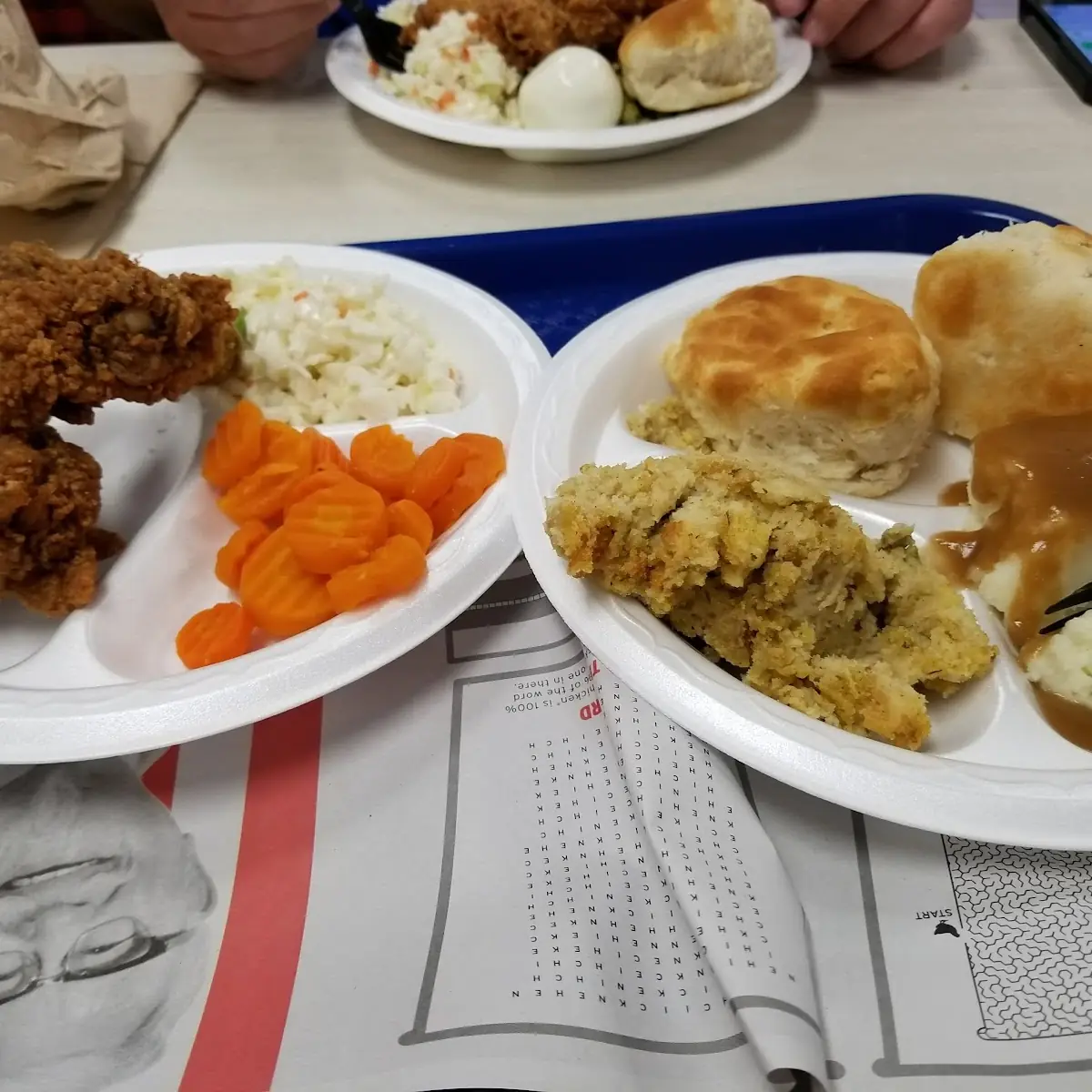 Wings Carrots Mashed Potatoes and Gravy