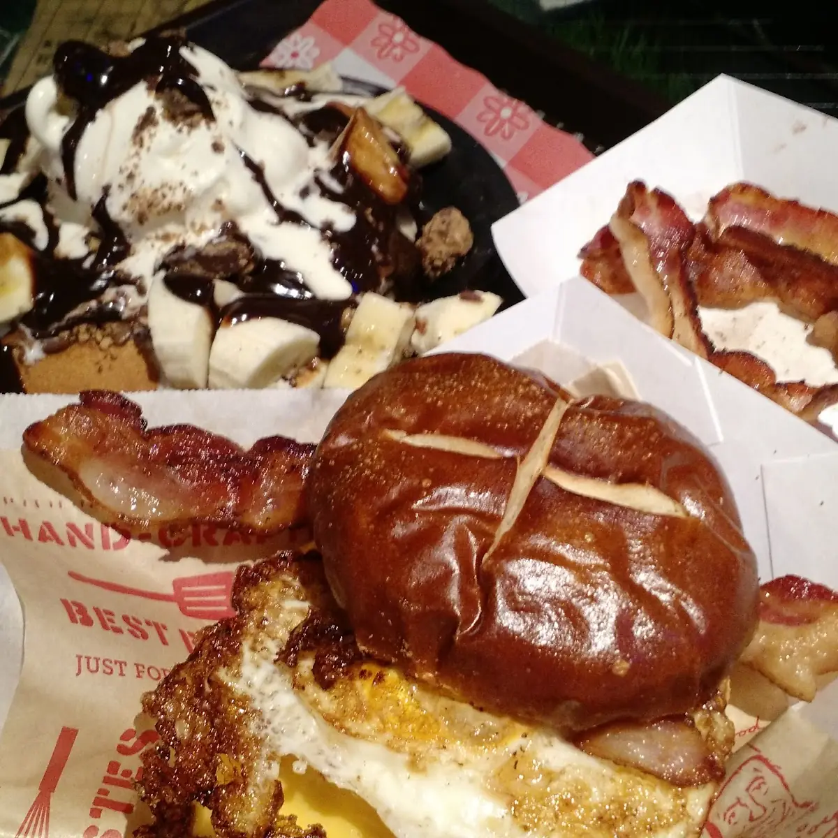 Funky Monkey Pancakes and Egg Sandwich