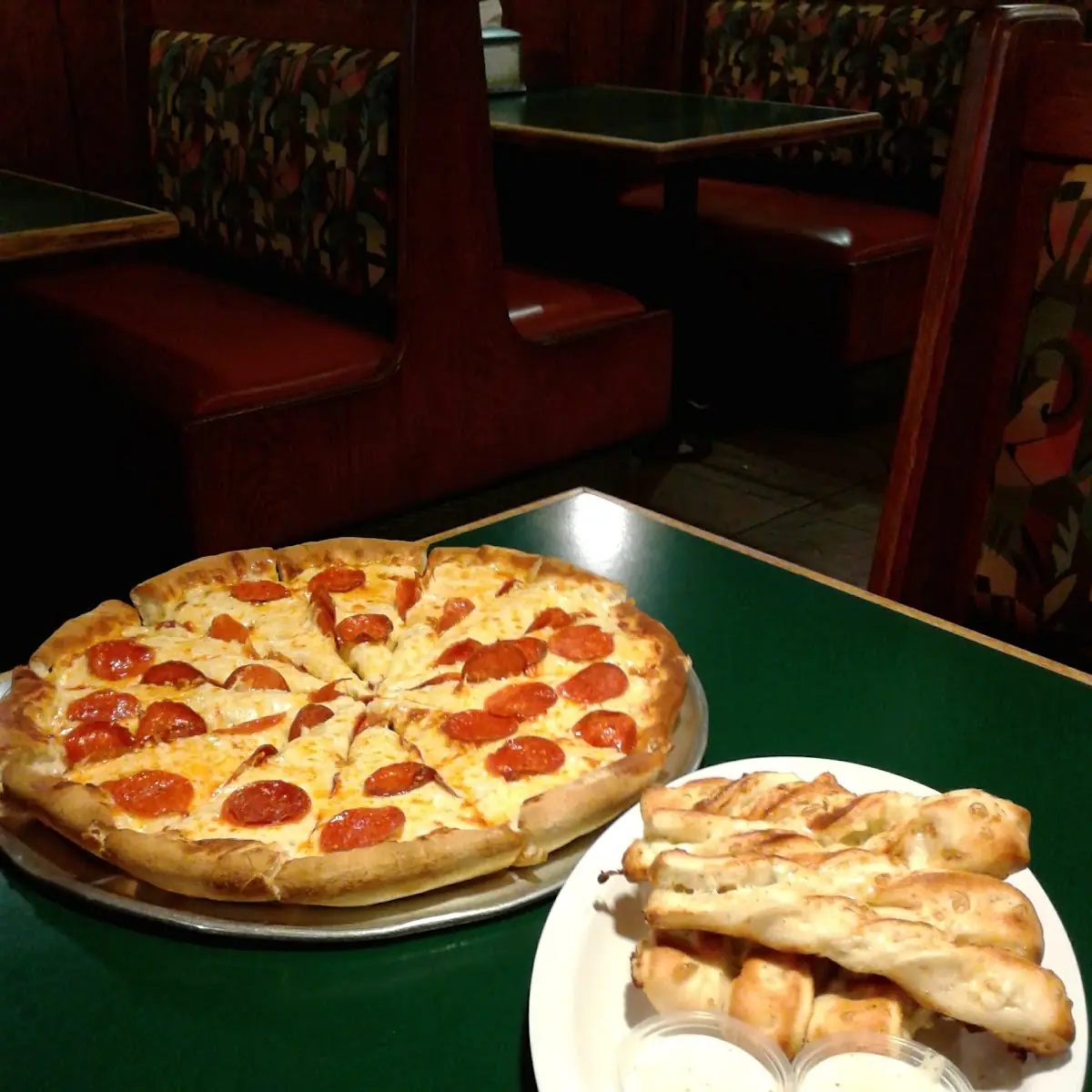 Pepperoni Pizza and Garlic Twists