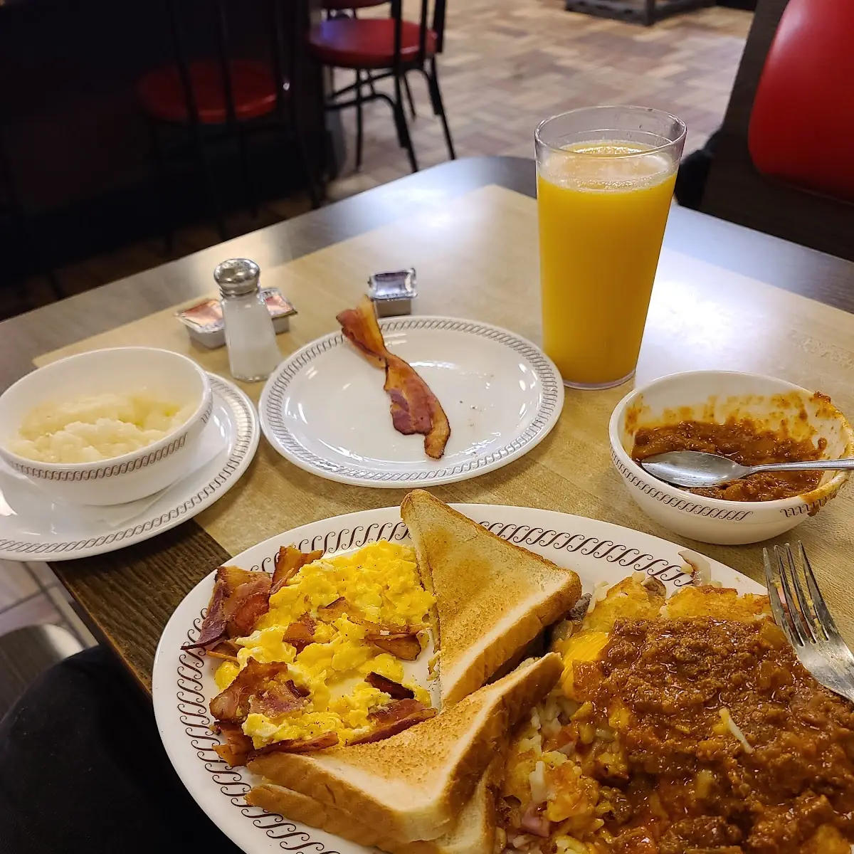 Scrambled Eggs Hash Brown Bacon and Eggs