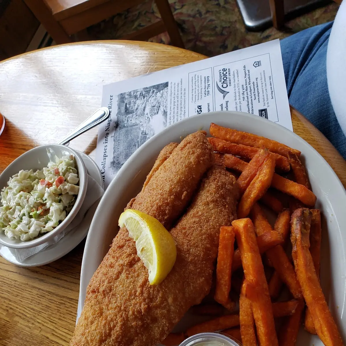 Fried Haddock with Sweet Potato Fries