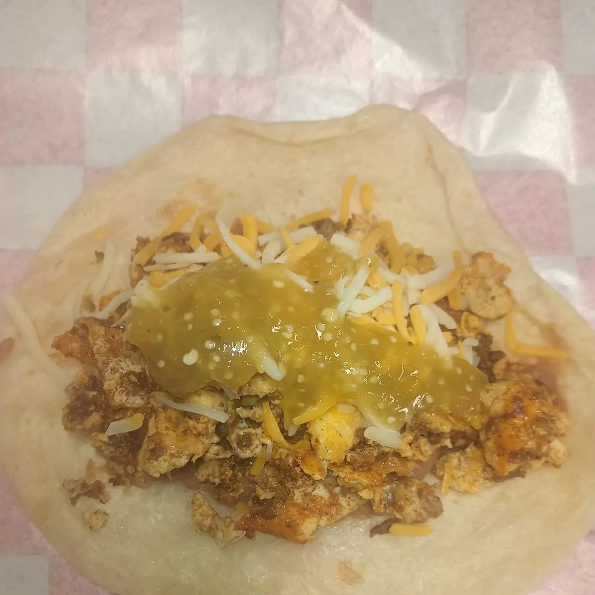 Chorizo Egg and Cheese with Salsa Verde