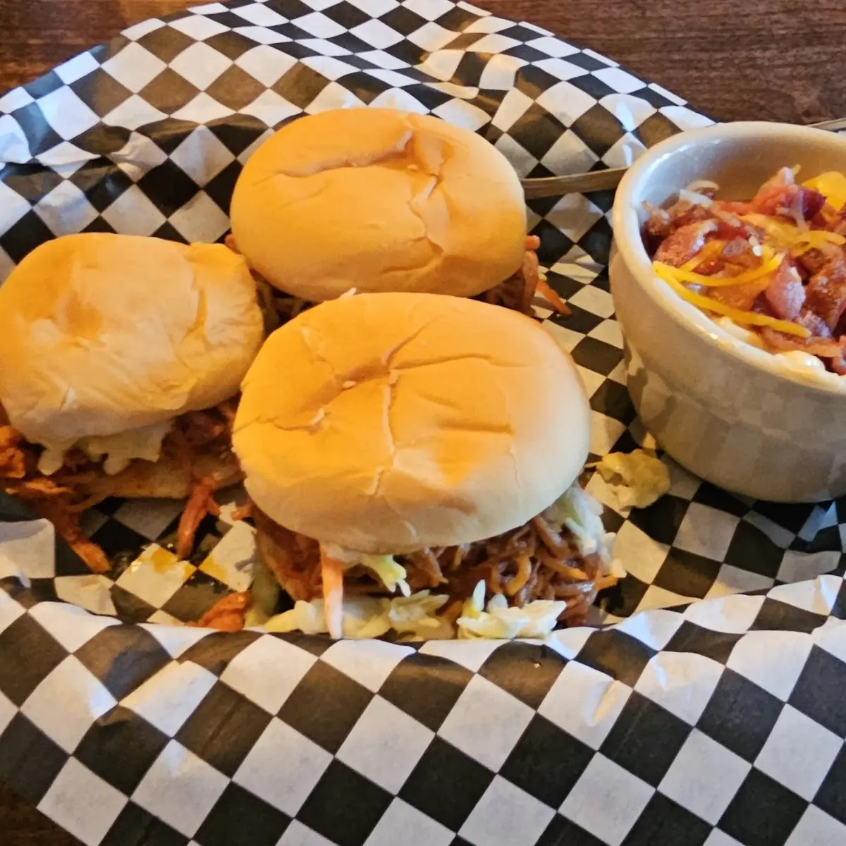 Pulled Pork Sliders and Bacon Mac and Cheese
