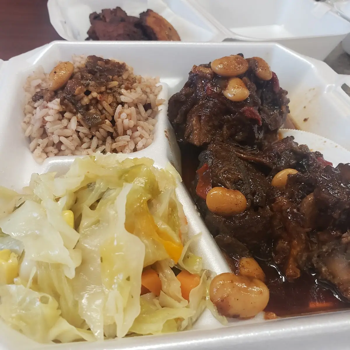 Oxtail with Cabbage and Rice & Beans