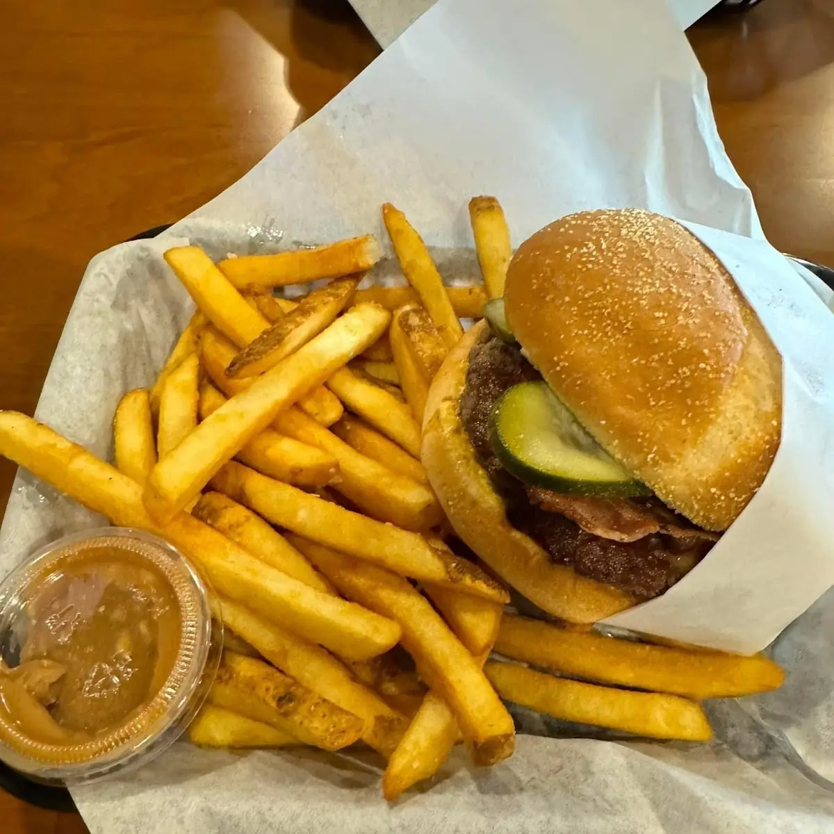 Peanut Butter Bacon Burger and Fries
