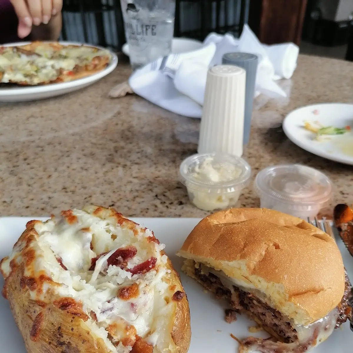 B and K Burger with Baked Potato