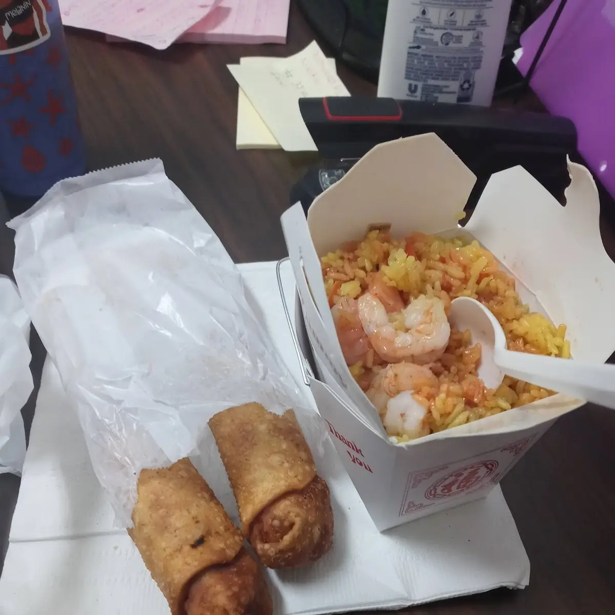 Shrimp Egg Rolls and Shrimp Fried Rice