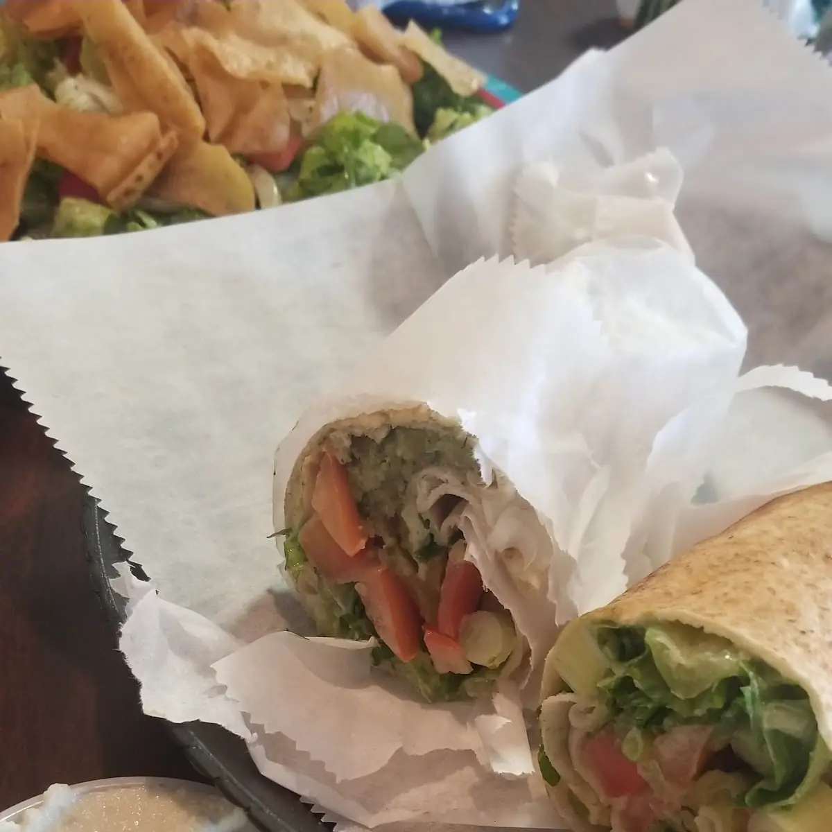 Falafel Sandwich and Garlic Sauce