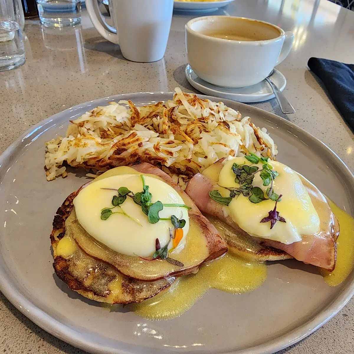 Crab Eggs Benedict with Mixed Greens