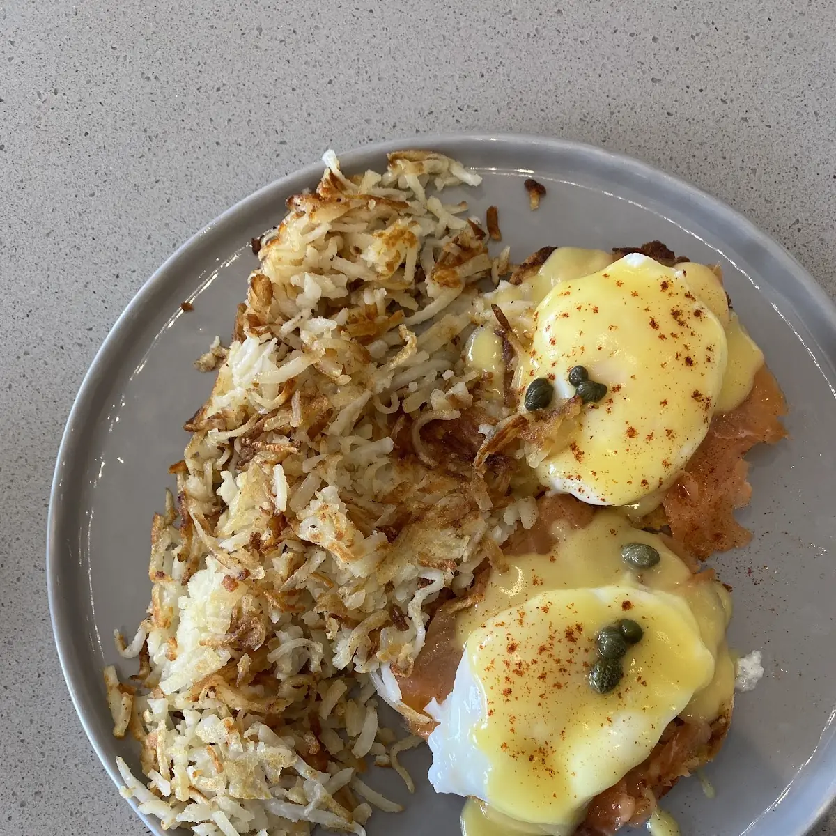 Eggs Benedict with Crispy Hash Browns