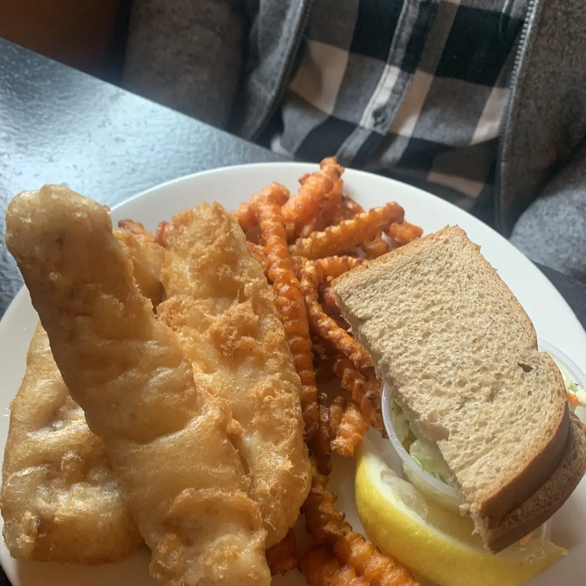 Fried Fish Fries and Coleslaw
