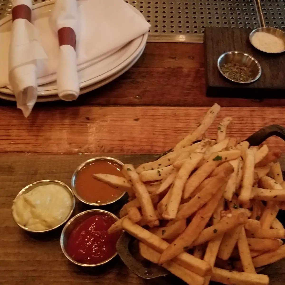 Crispy Fries with Various Dipping Sauces