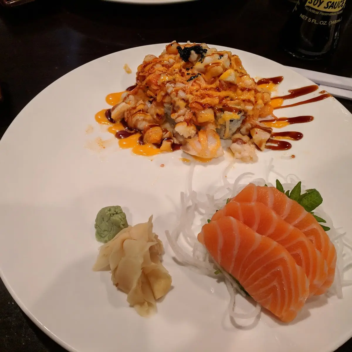 Salmon Sashimi and Oceanic Volcano Roll