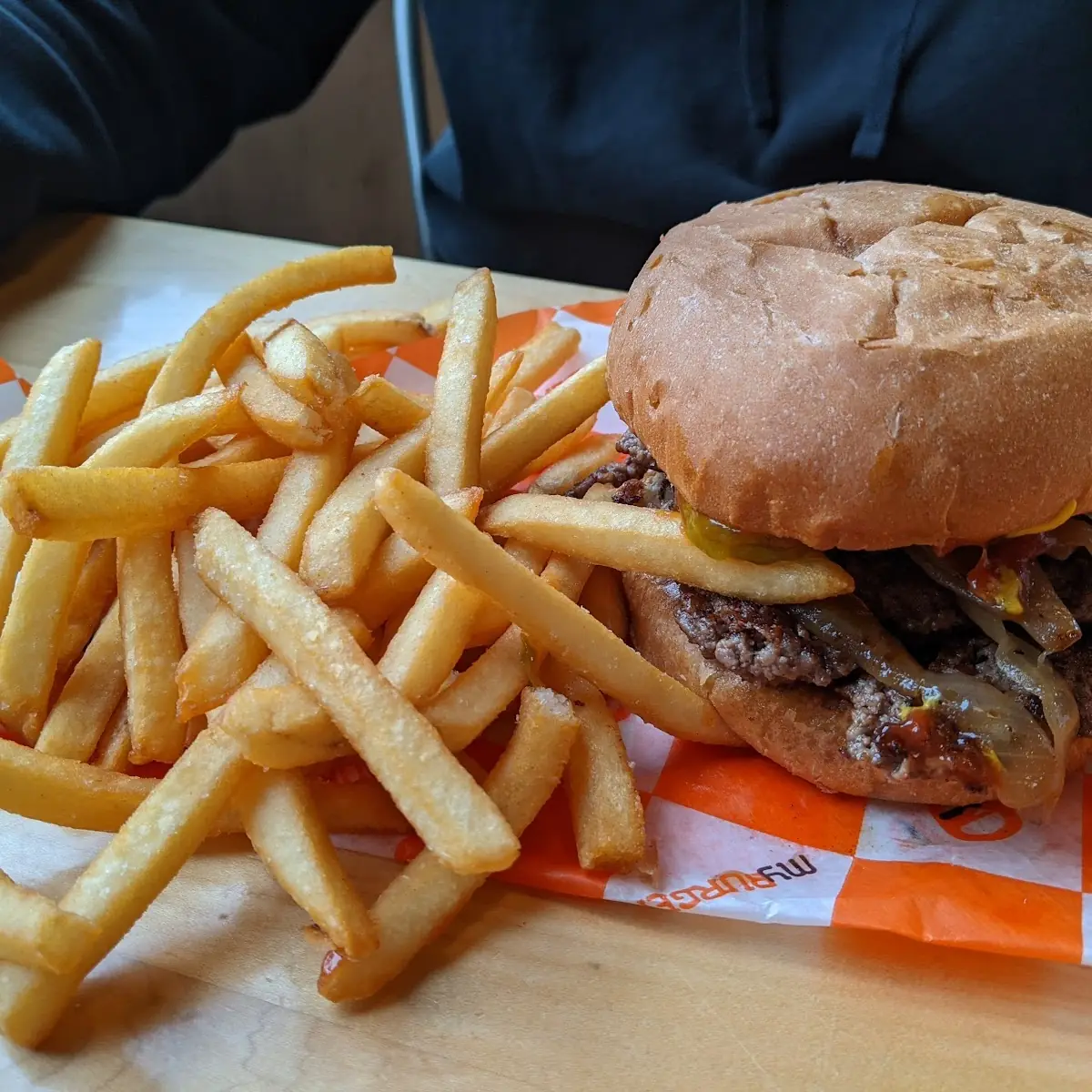Muenster Bacon Burger and Fries