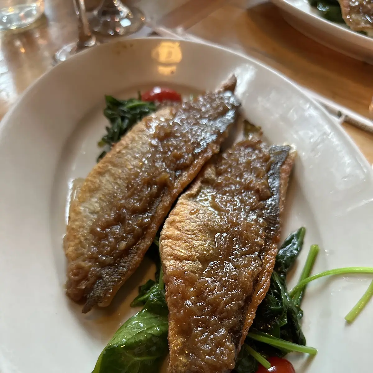 Seared Branzino w Baby Spinach