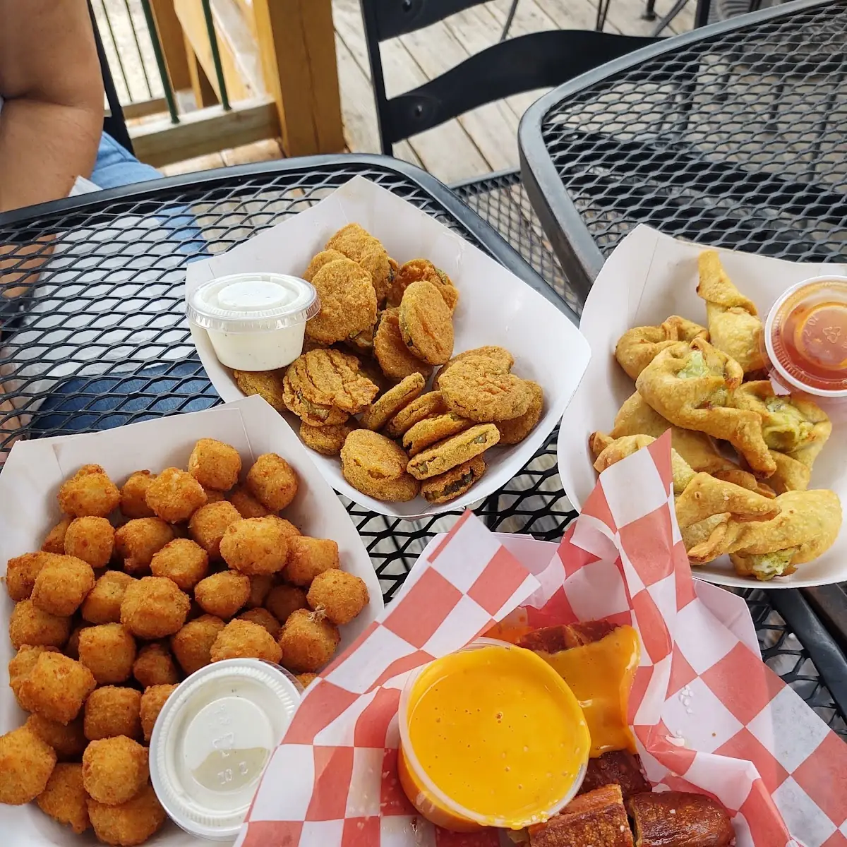Fried Pickles Cheese Curds Fried Wonton and Pretzel Bites