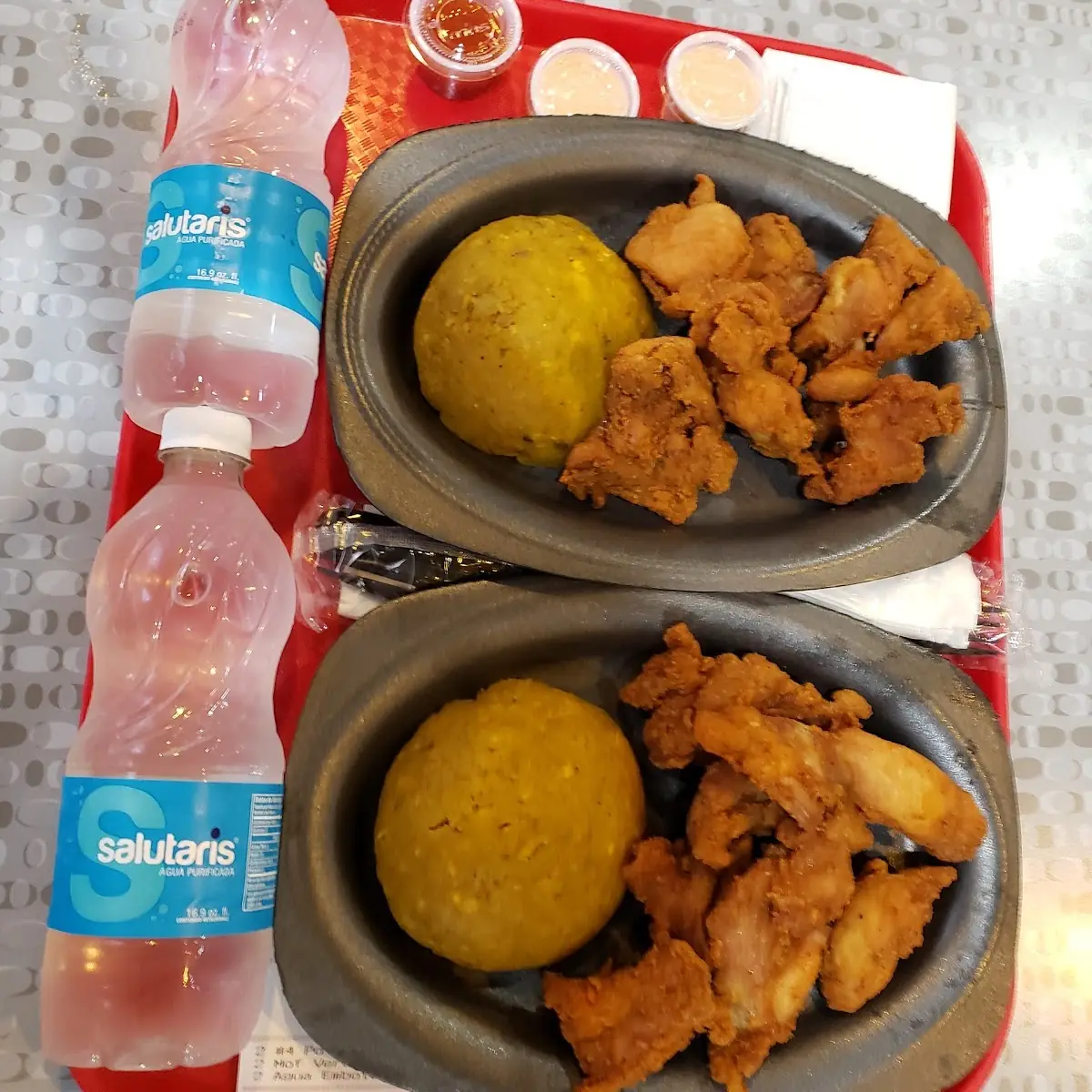 Mofongo with Fried Chicken