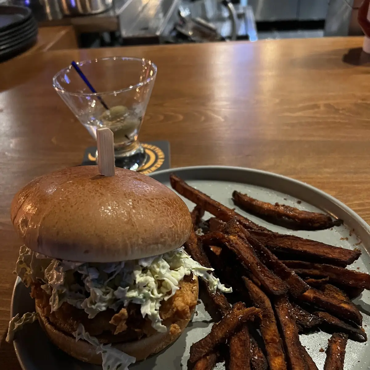 Fried Chicken Sandwich with Sweet Potato Fried