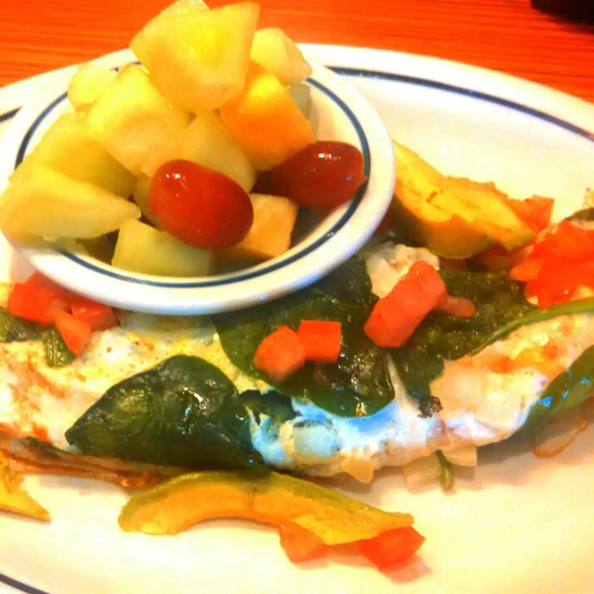 Veggie Omelette and Fresh Feuits