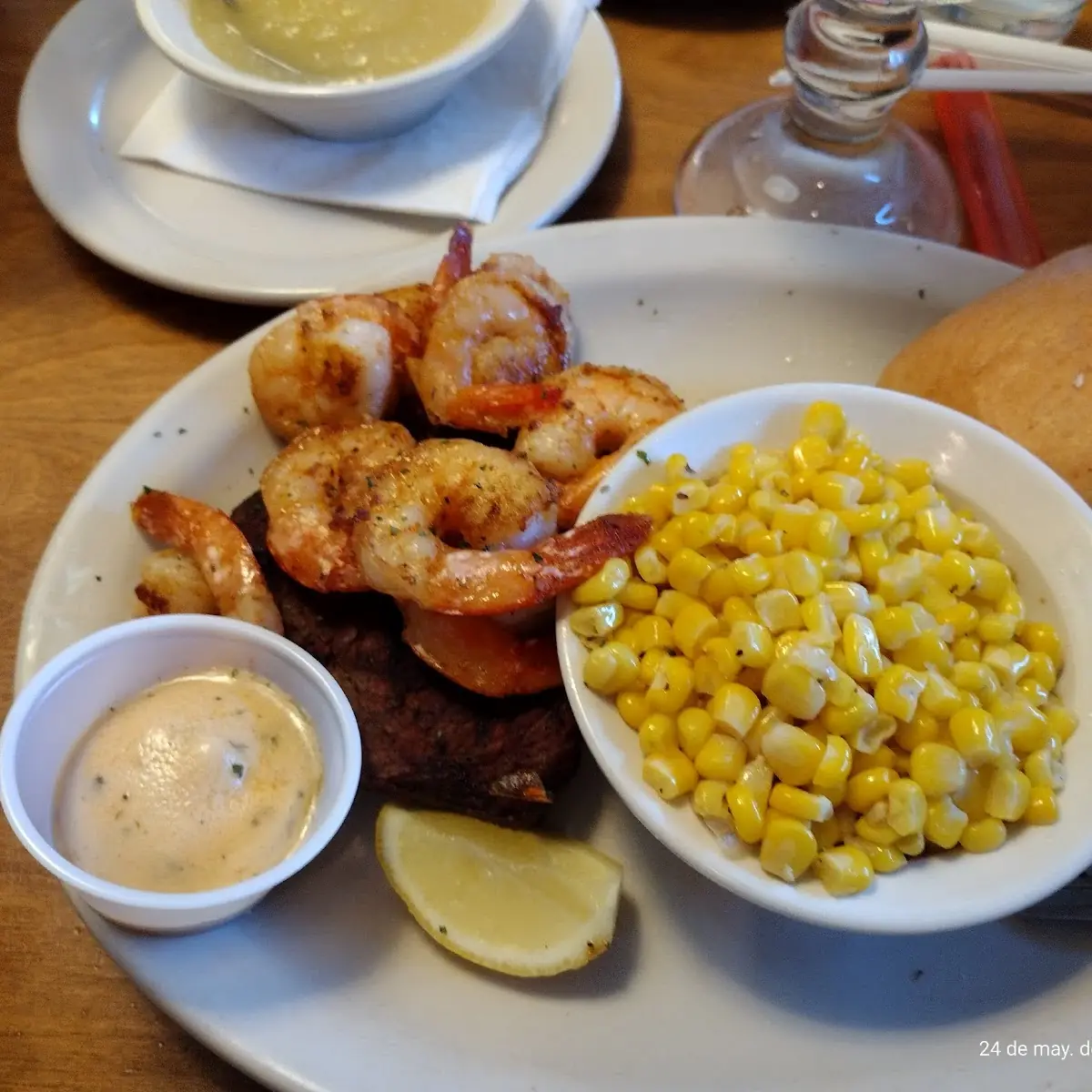 Buttered Corn House Salad Steak Fries