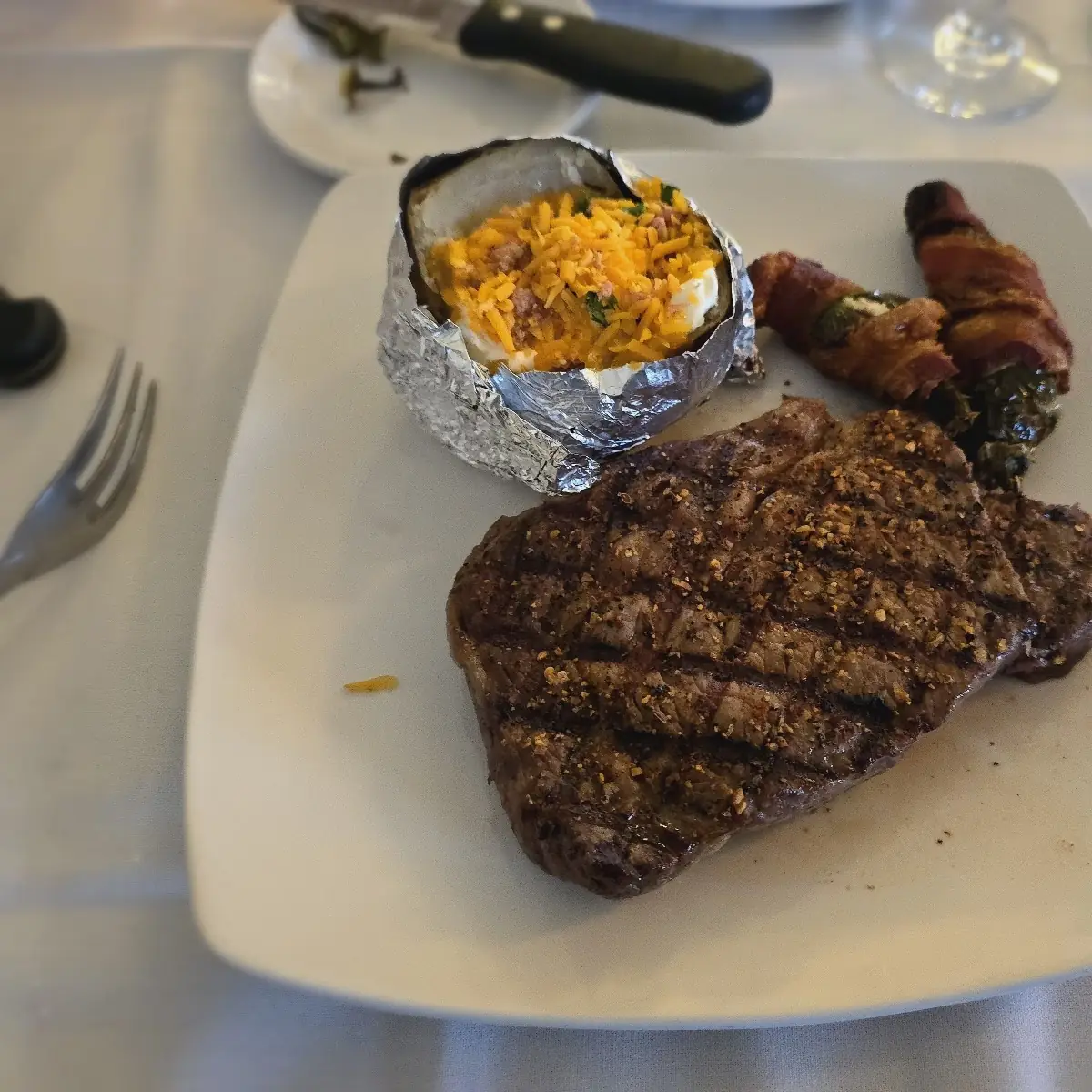 New York Strip w Baked Potatoes