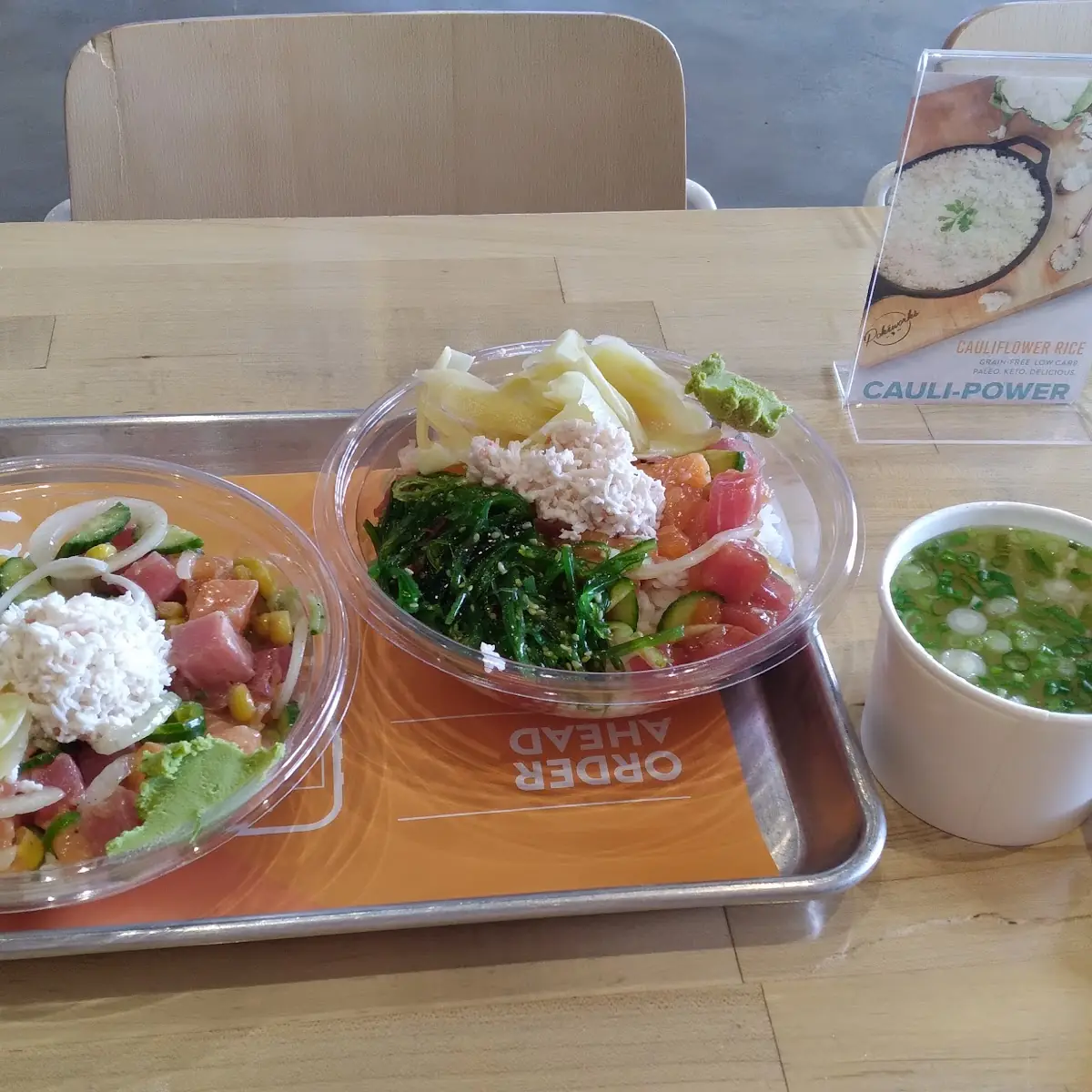Regular Size Poke Bowls and Miso Soup