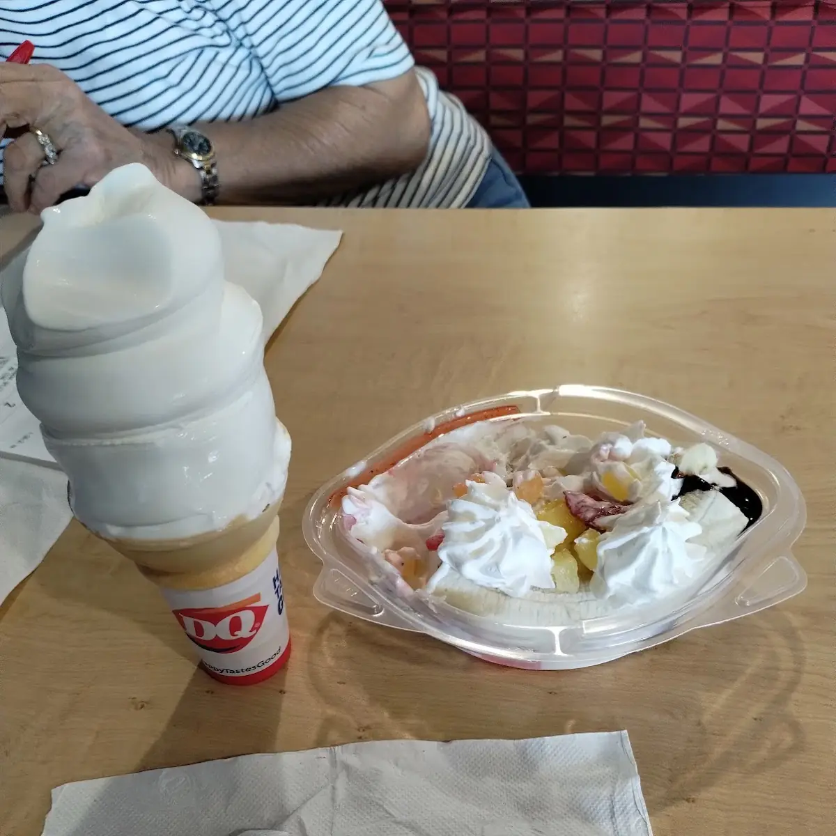 Vanilla Ice Cream Cone and a Banana Split