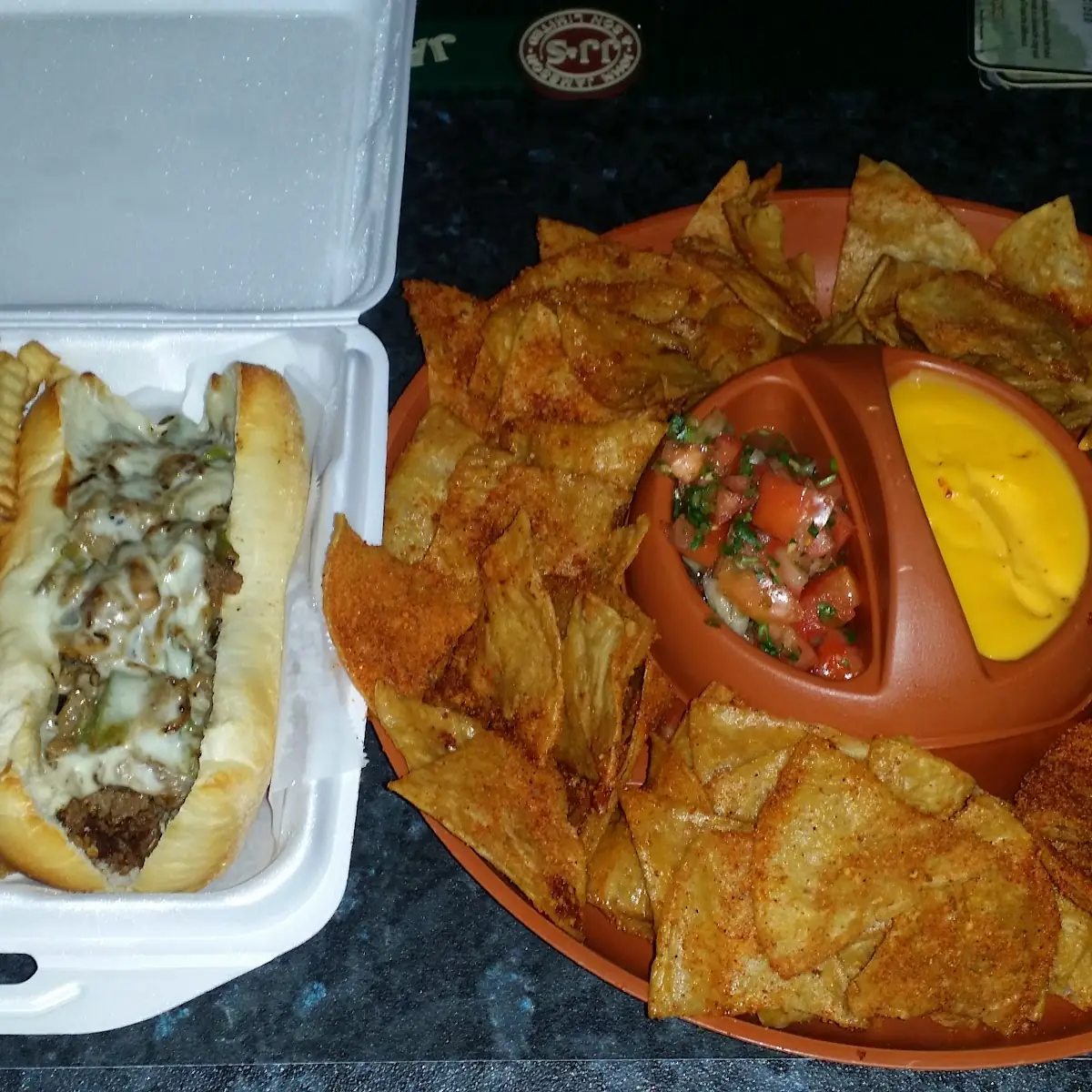 Philly Cheesesteak Sandwich with Chips and Salsa