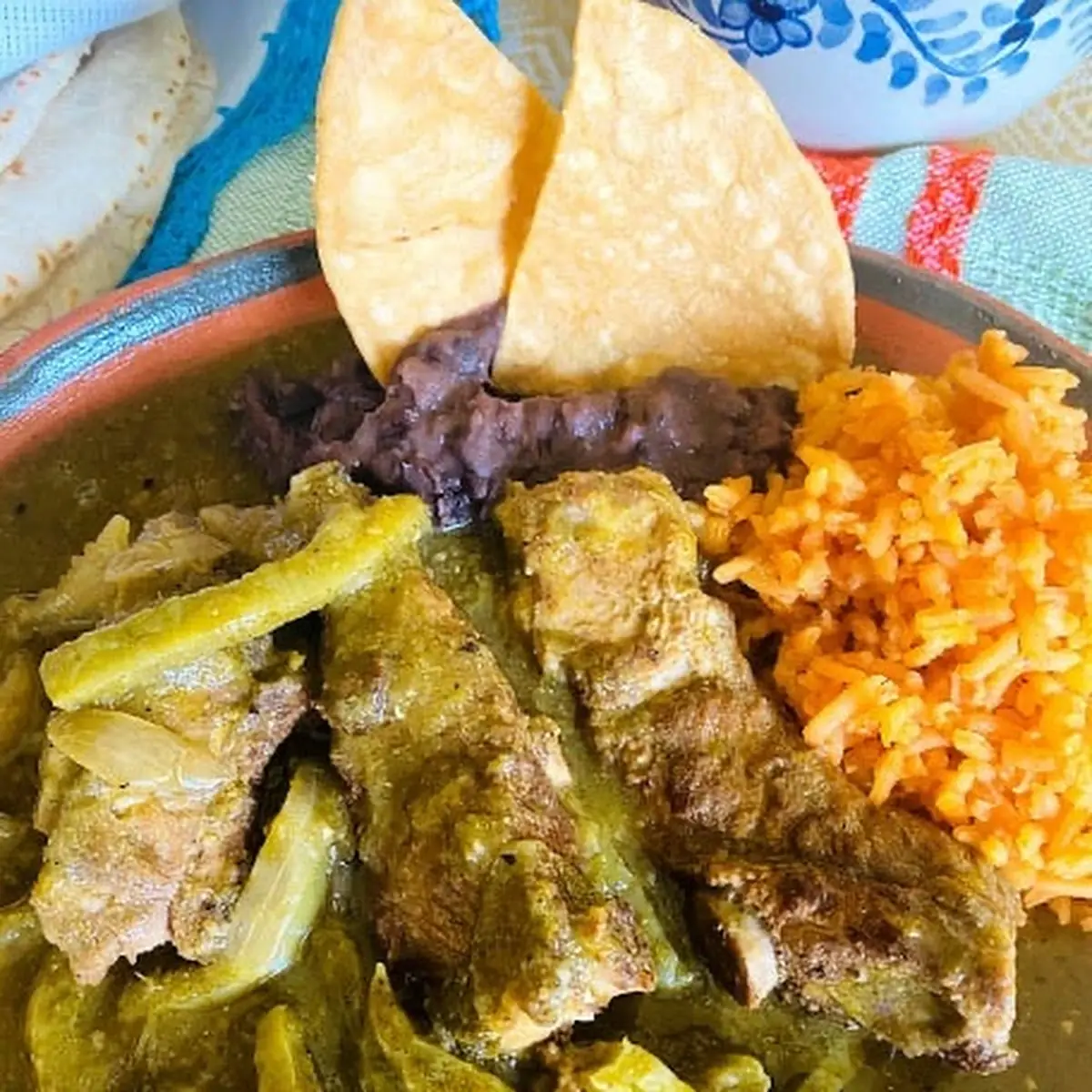 Green Chilaquiles and Steak