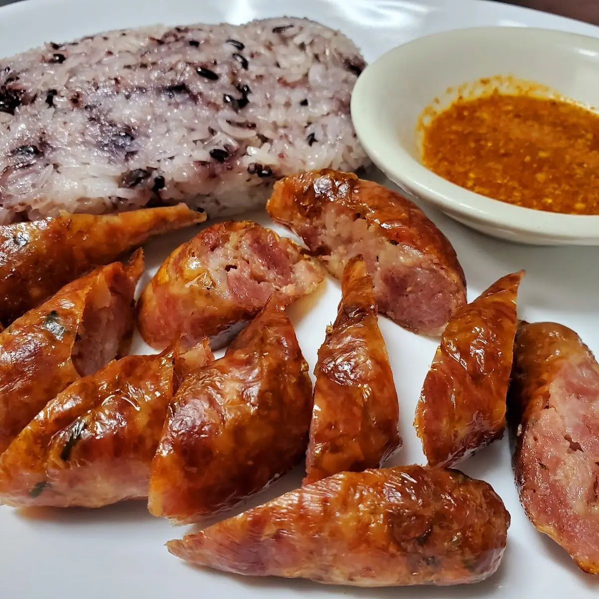 Asian Sausage with Purple Rice