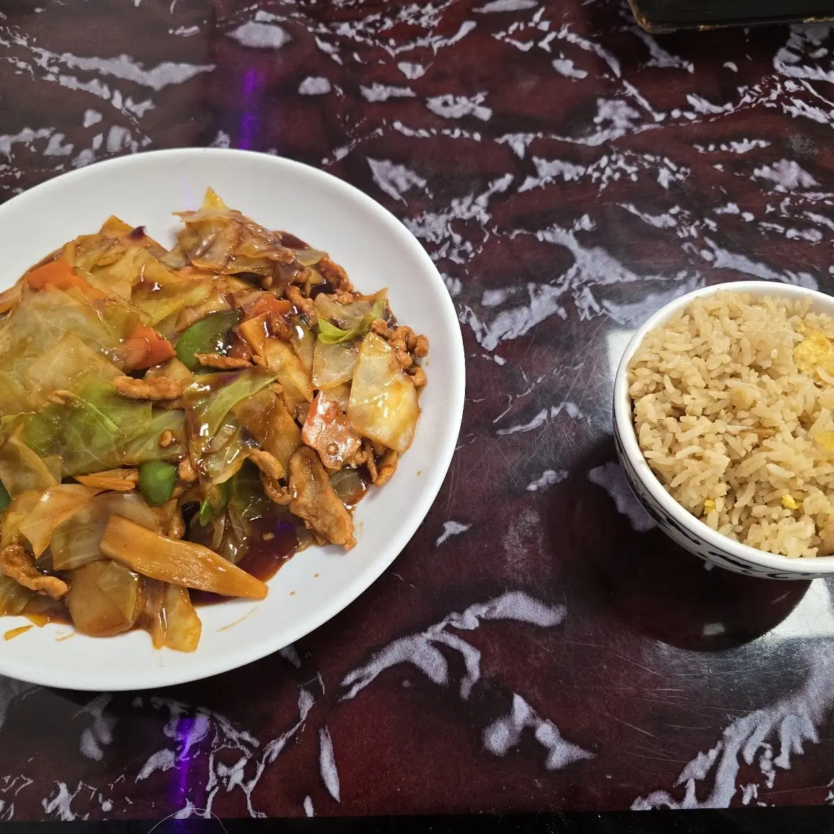 Twice Cooked Pork and Egg Fried Rice