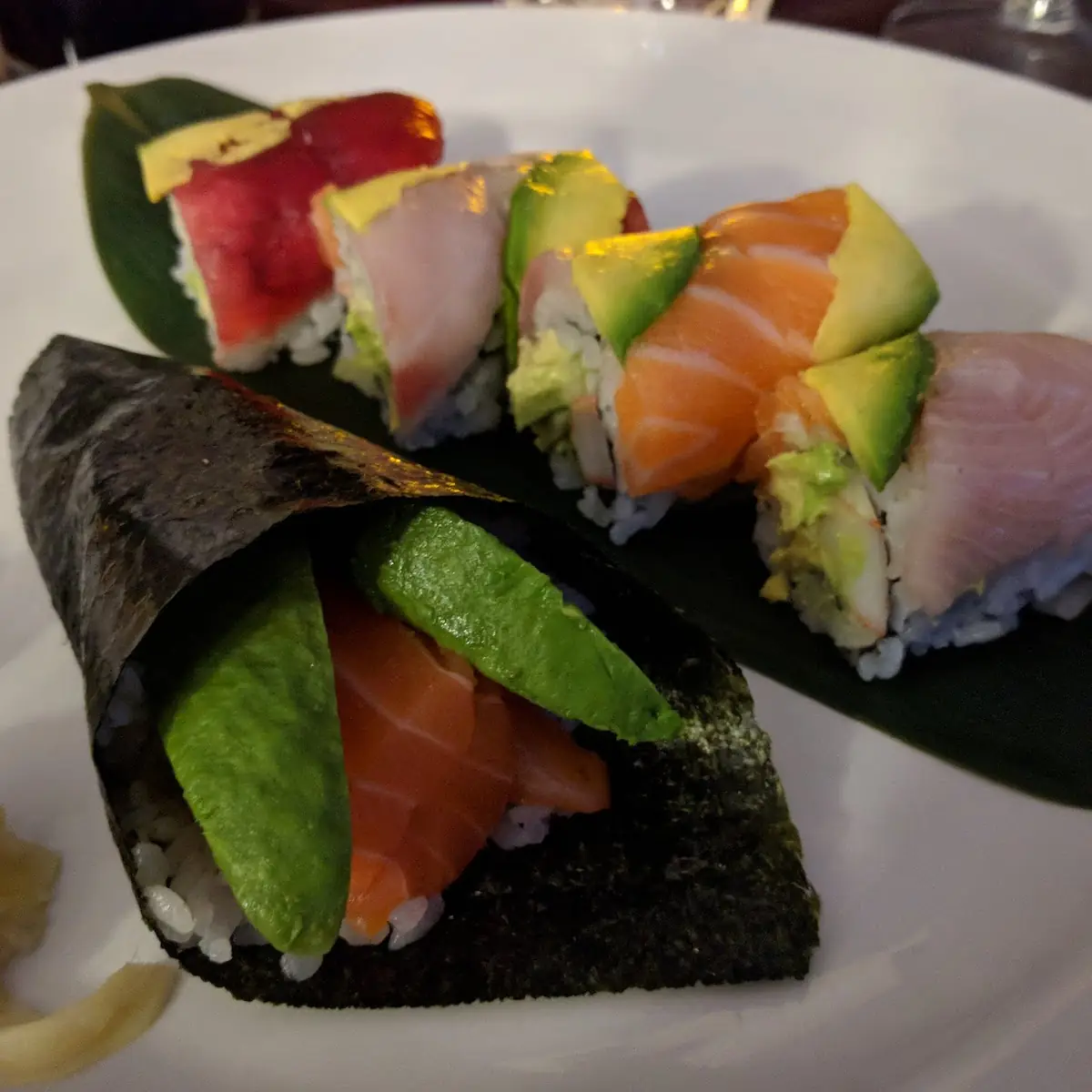 Rainbow Roll Salmon Avocado Hand Roll