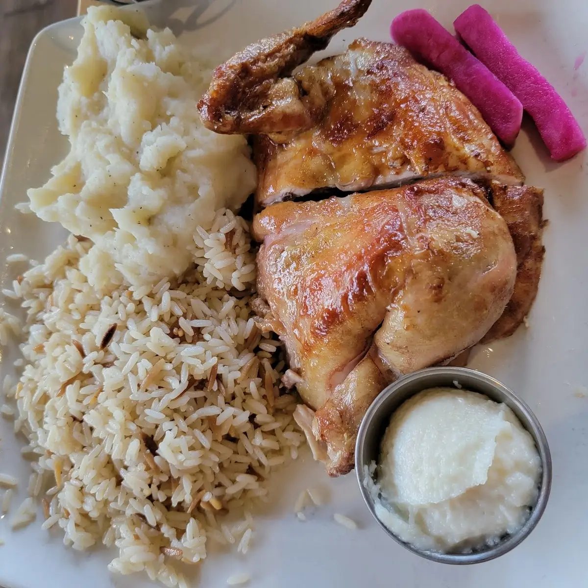 Half Chicken with Garlic Mashed Potato