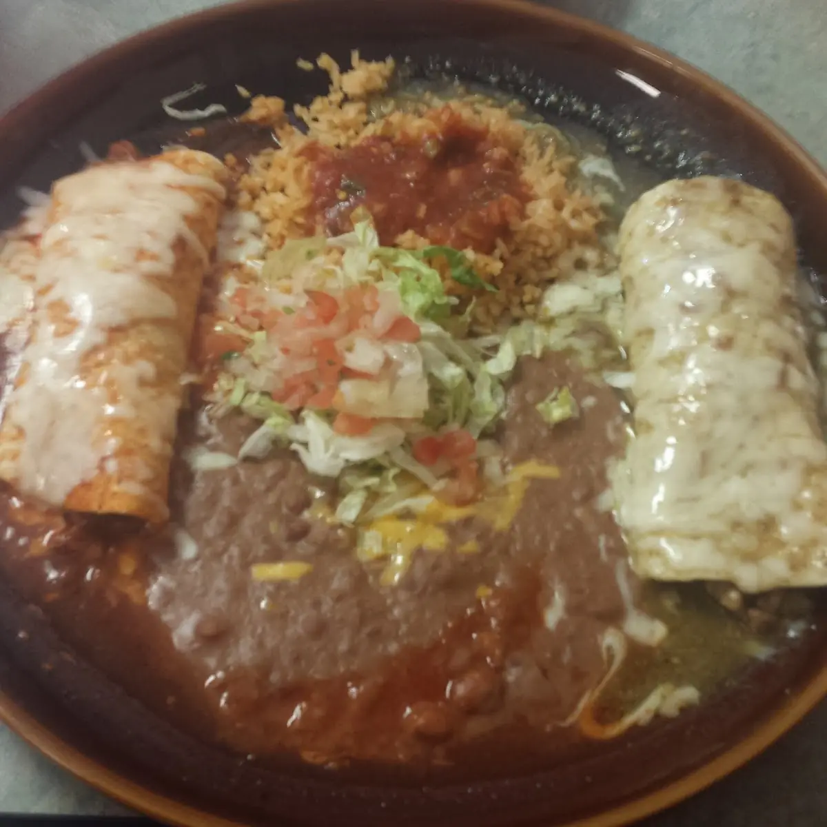 Beef Enchilada and Chile Relleno