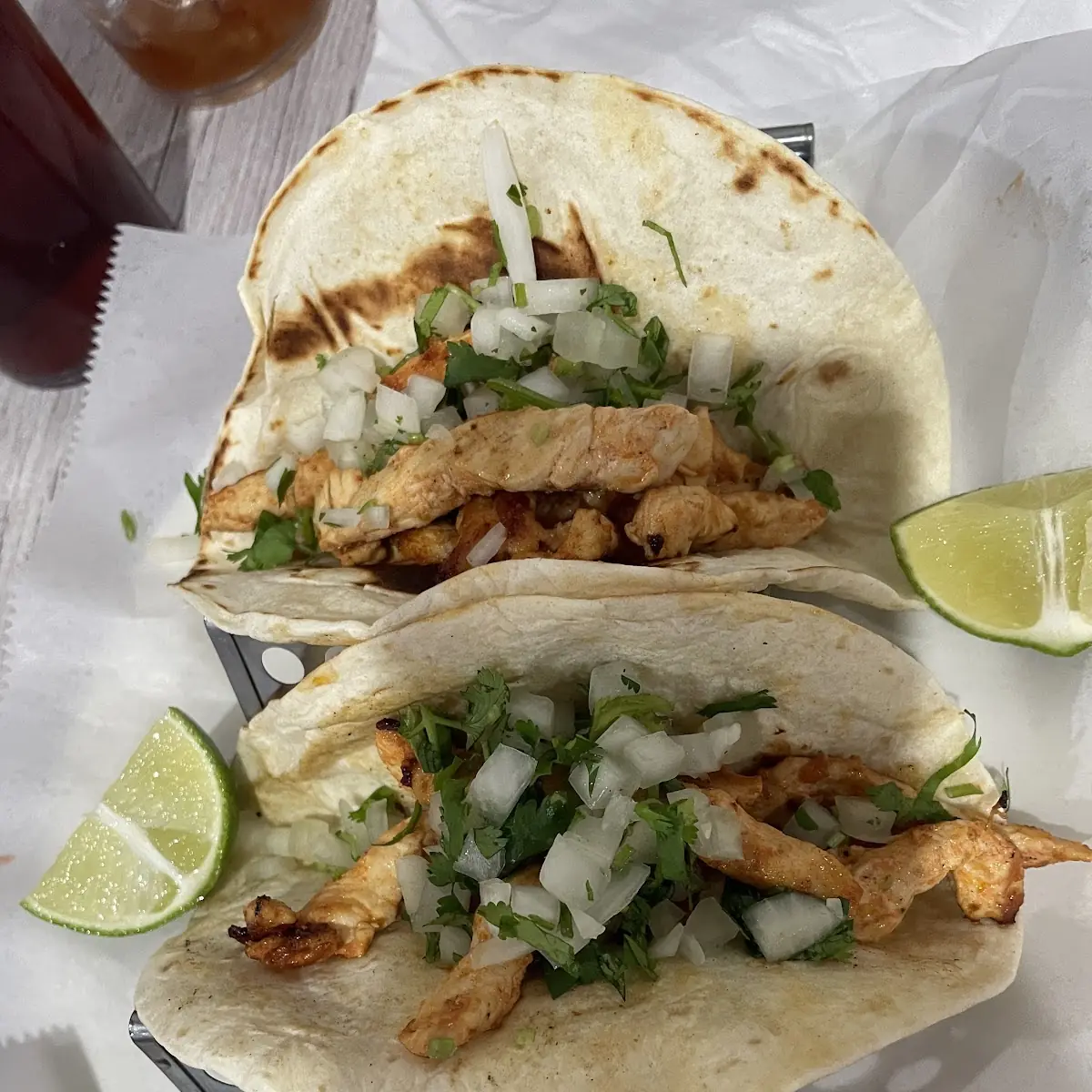 Grilled Chicken Tacos with Onions and Cilantro
