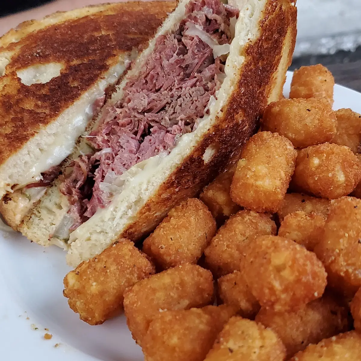 Reuben Sandwich with Tots