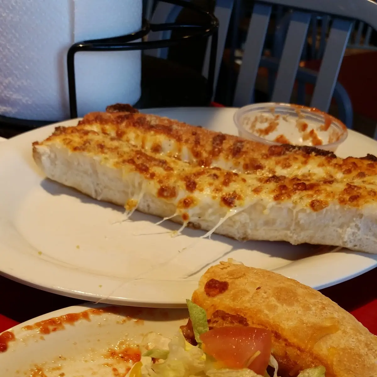 Beef Taco Pizza and Cheese Breadsticks