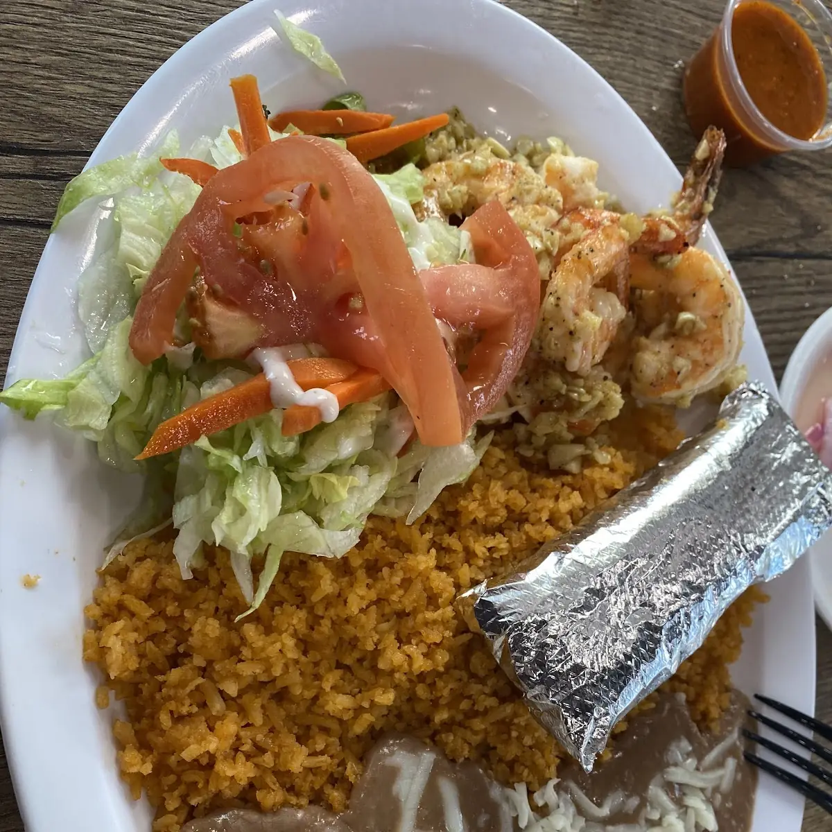 Mexican Rice and Refried Beans Platter