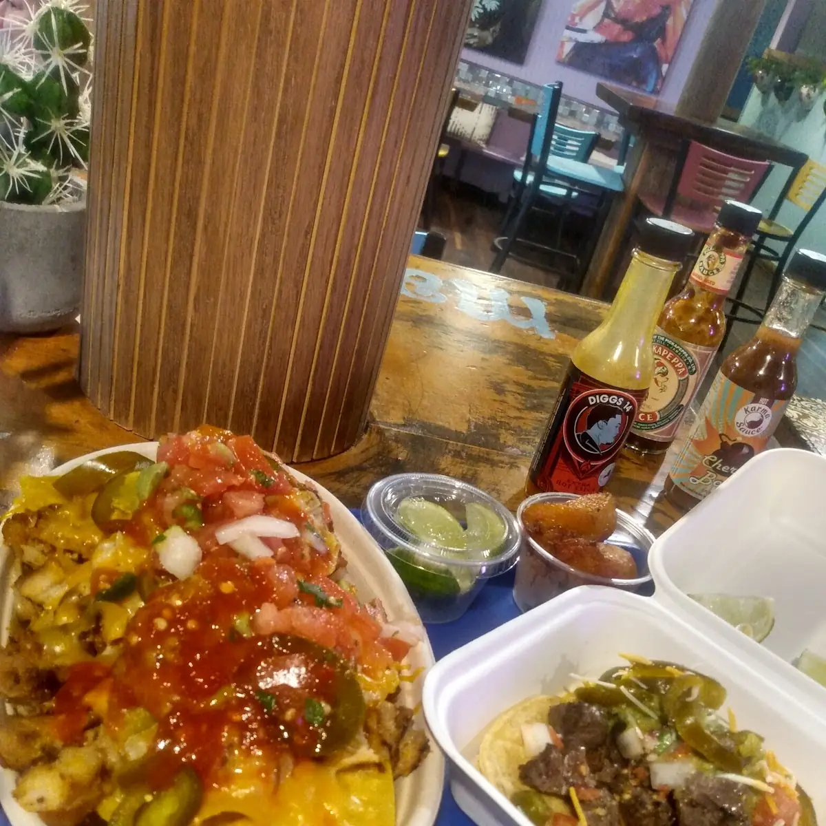 Chicken Nachos and Beef Taco