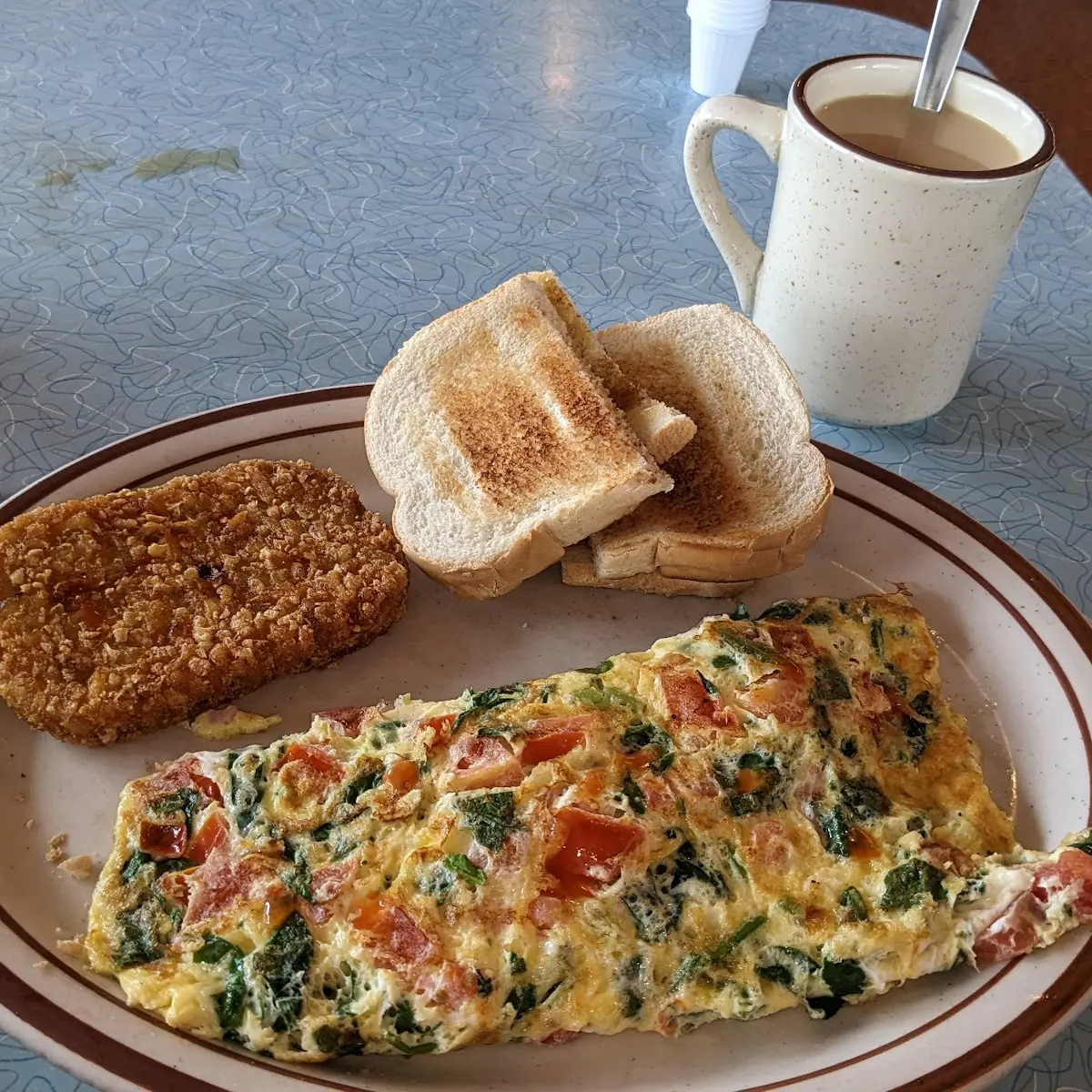 Greek Omelet with Hash Brown and Toast