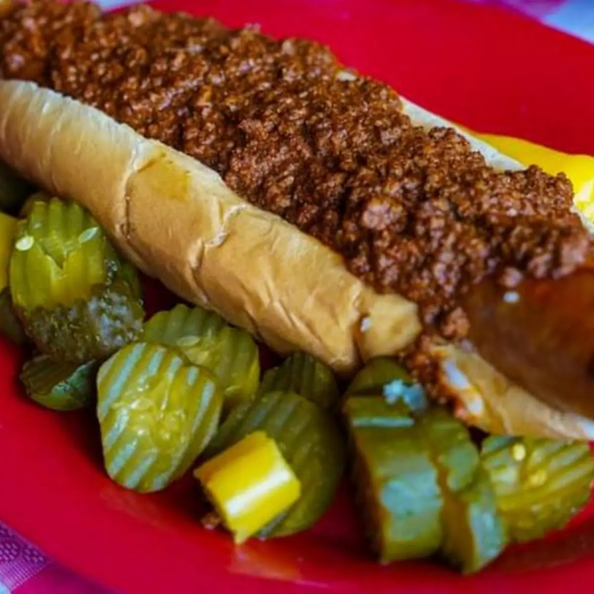Chili Dog with Pickles