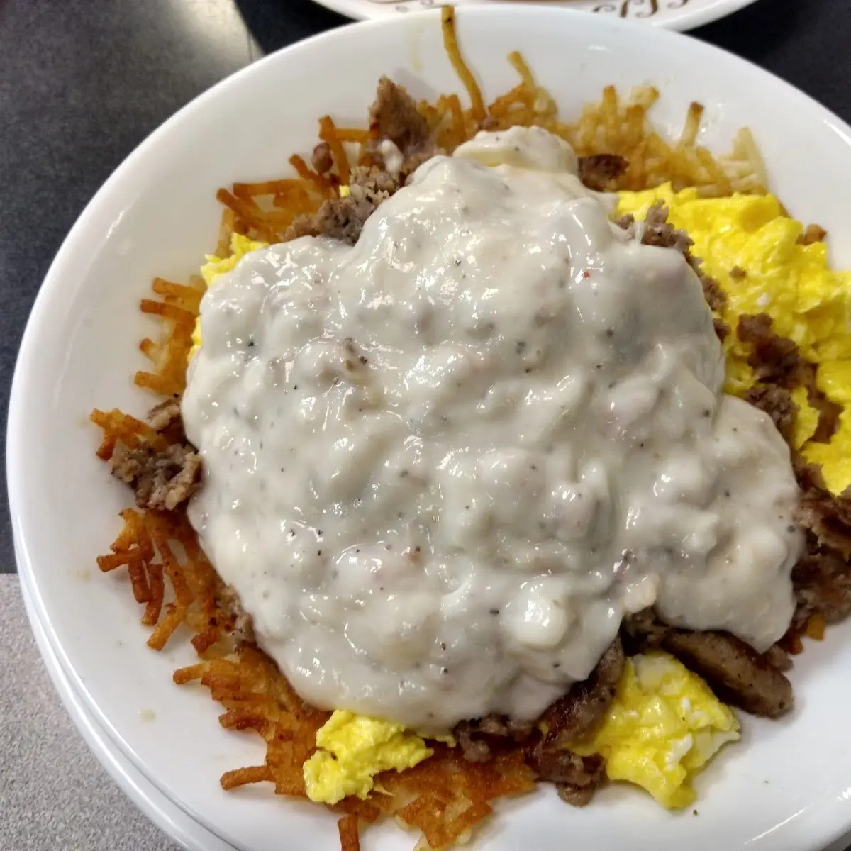 Sausage Egg and Cheese Hash Brown Bowl