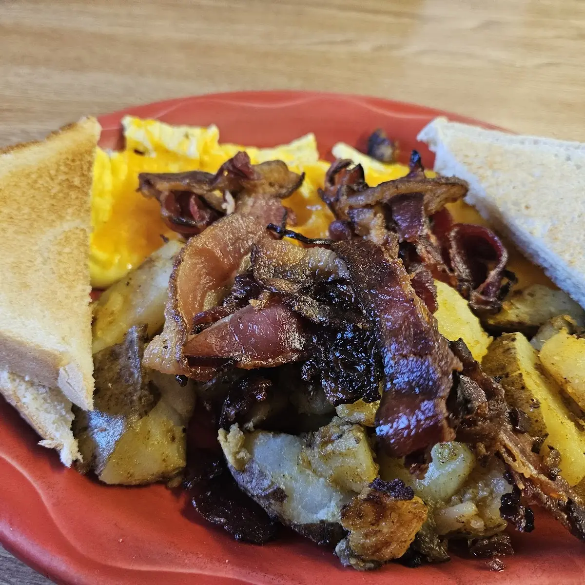 Ham and Cheese Omelet with Crispy Bacon