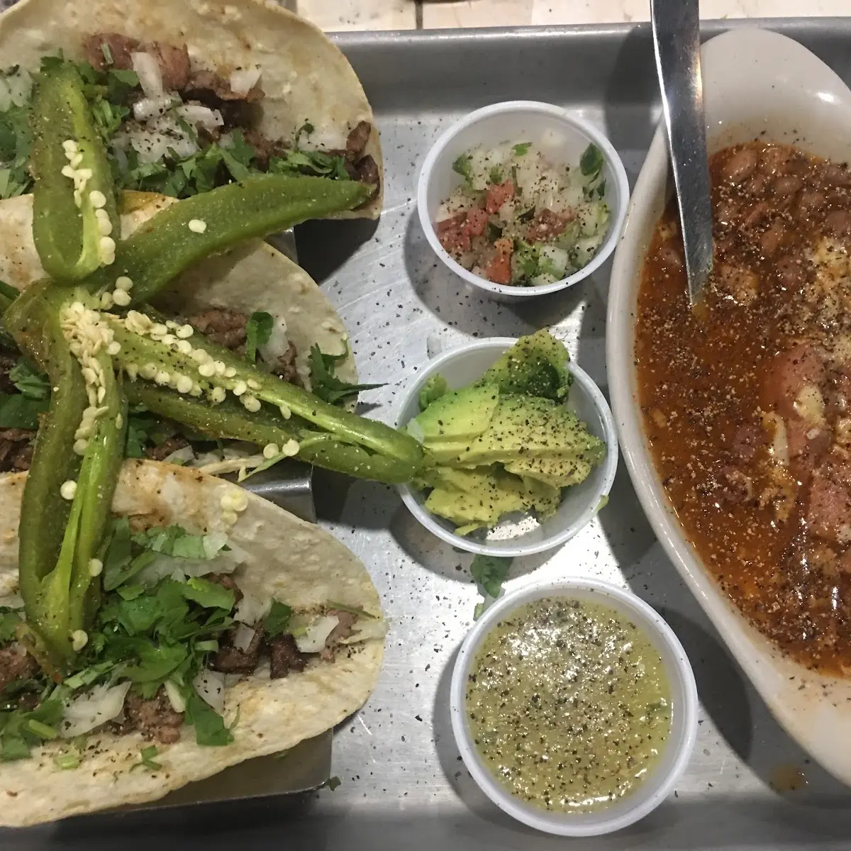 Steak Street Tacos Beans Rice Chips & Salsa