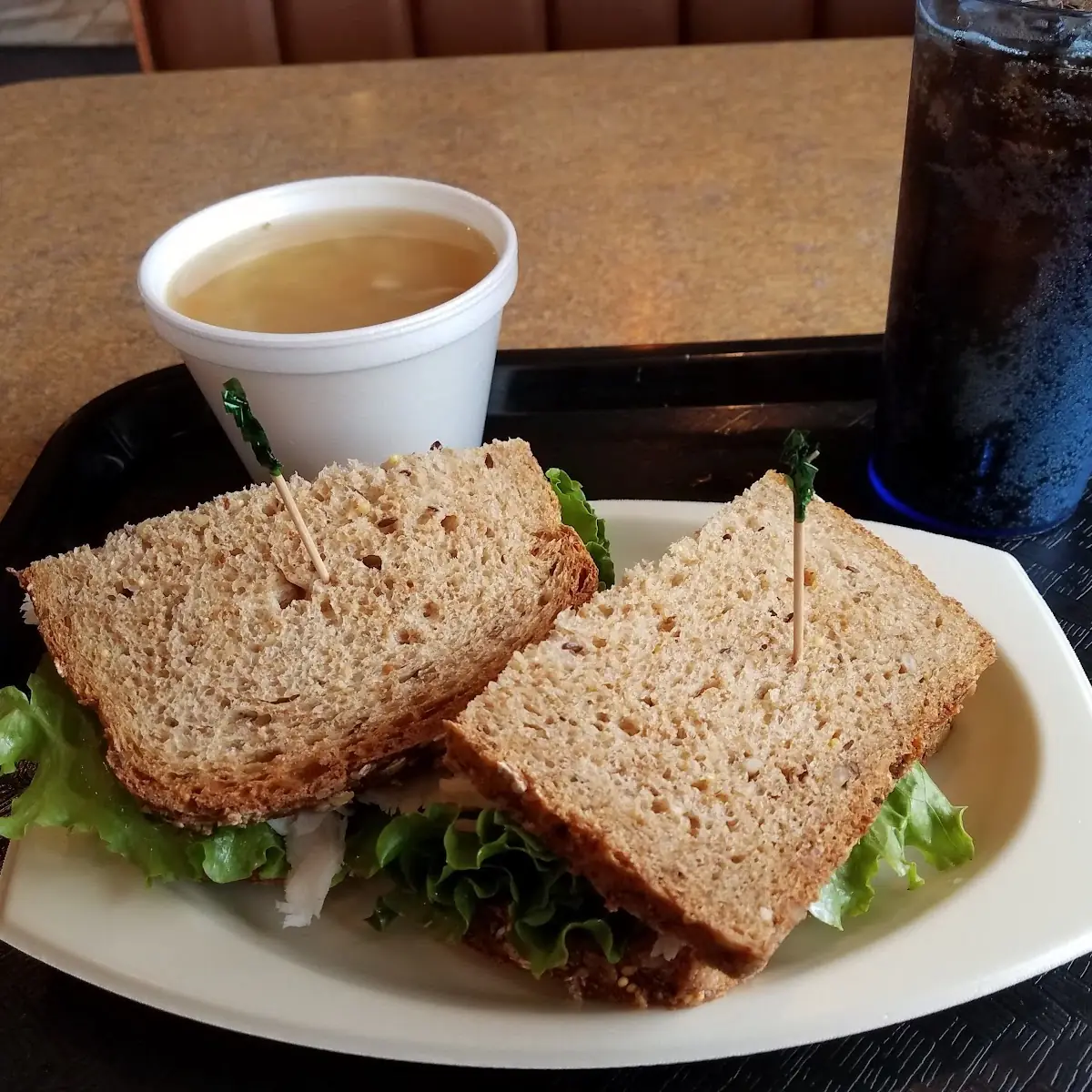 Turkey on Multigrain Bread and Turkey Noodle Soup