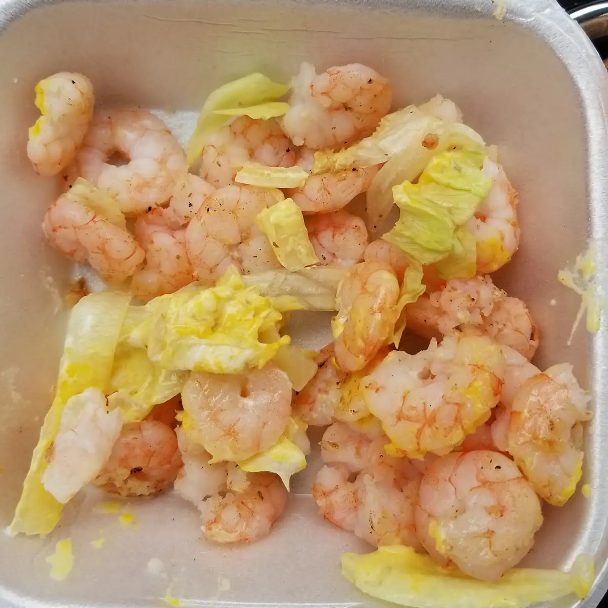 Shrimp Left from a Grilled Shrimp on Bun