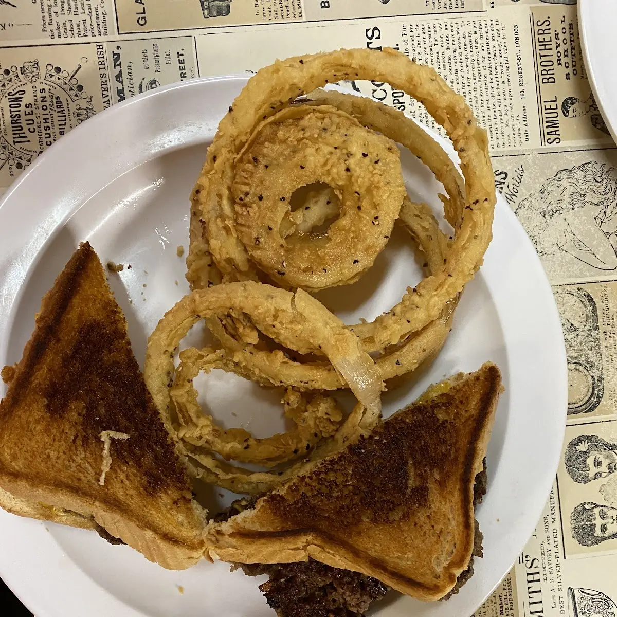 Patty Melt with Onion Rings