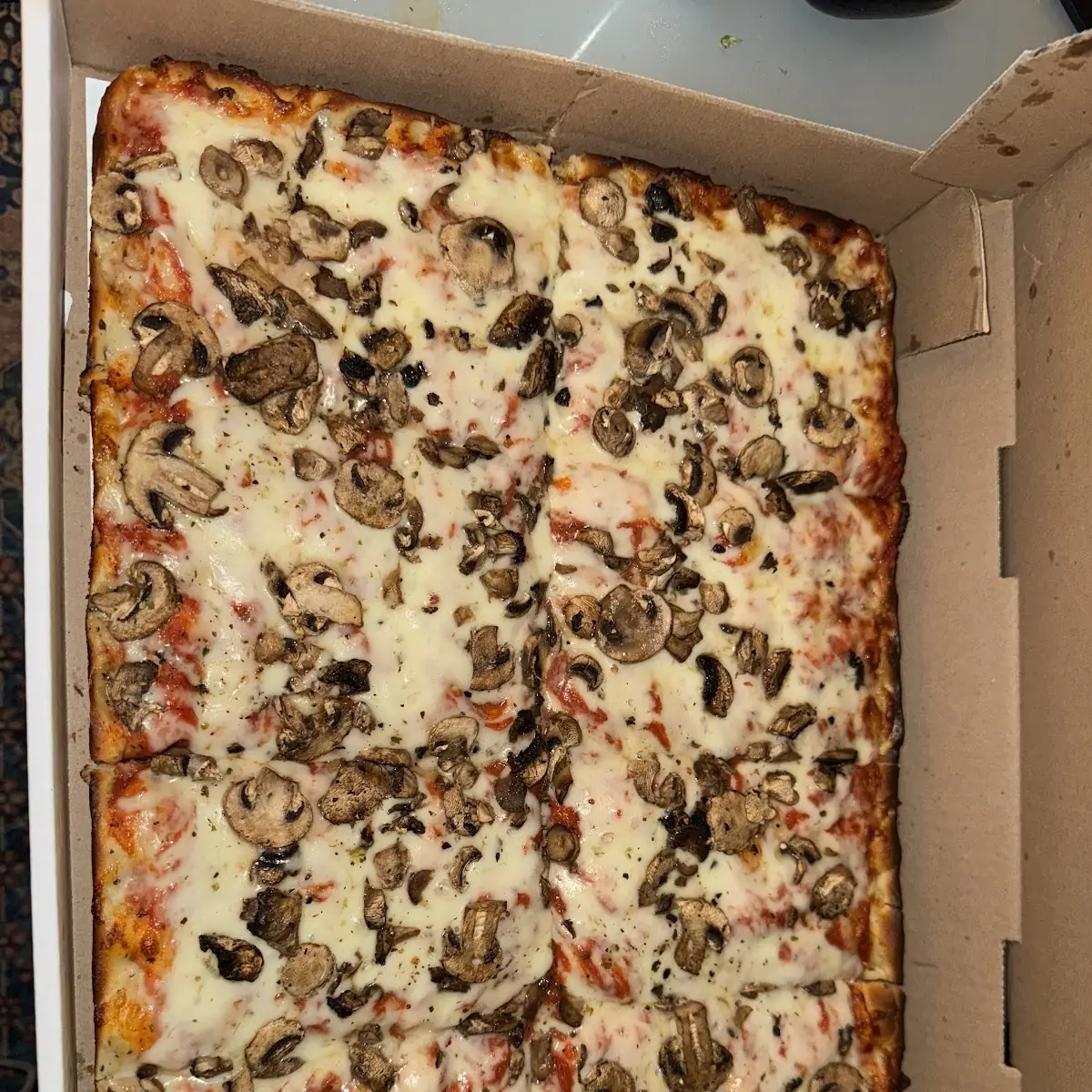 Large Mushroom Pizza Well Done