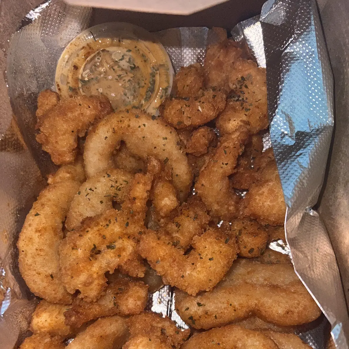 Popcorn Shrimp and Onion Rings