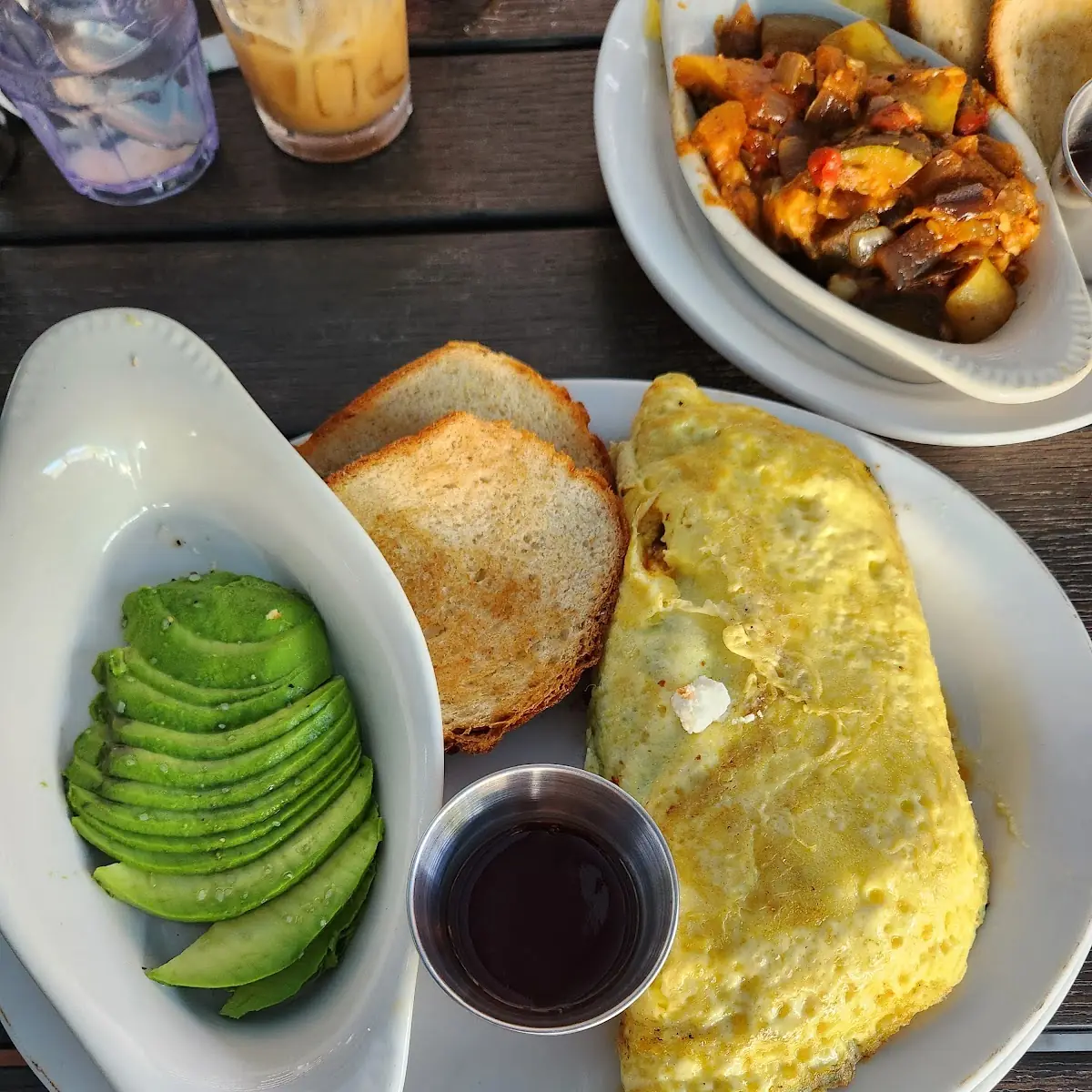 Omelette with Ratatouille Goat Cheese & Spinich